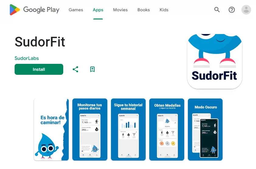 SudorFit in Google Play Store